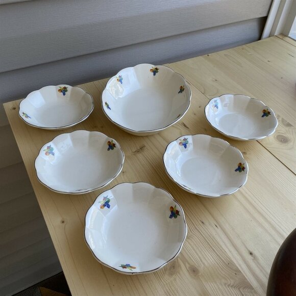 Vintage WS George Georgette Fruit Pattern dessert bowls and serving bowl - Picture 1 of 7